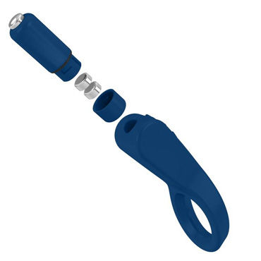 Ovo B4 Эрекционное кольцо, синее - С виброэлементом, стимулирующее клитор - купить в секс шопе