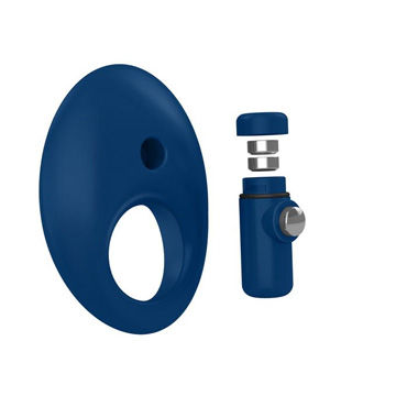 Ovo B5 Эрекционное кольцо, синее - С виброэлементом и клиторальным стимулятором - купить в секс шопе