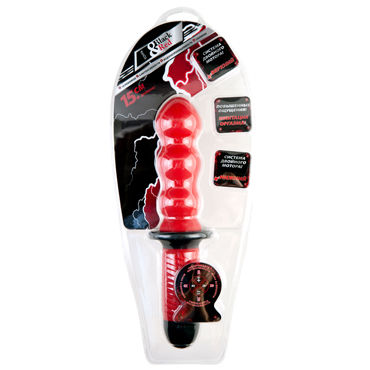 ToyFa Black&Red Рельефный анальный вибратор 15 см, красный - С двумя моторчиками - купить в секс шопе