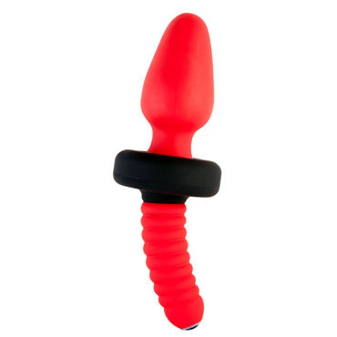 ToyFa Black&Red Анальная вибровтулка, красная, С удобной рукояткой