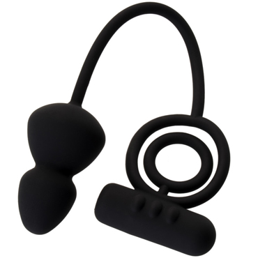 Erotist Ruffle M-Size, черная, Анальная пробка с эрекционными кольцами и вибрацией
