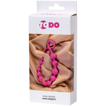Toyfa ToDo Long Sweety, розовая - Анальная цепочка со звеньями в виде сердец - купить в секс шопе