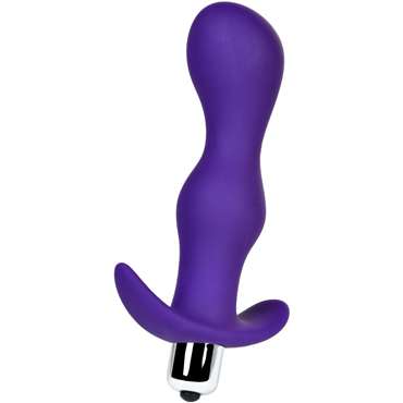 Toyfa A-Toys Vibro Anal Plug L, фиолетовая, Анальная пробка с вибрацией и загнутой головкой