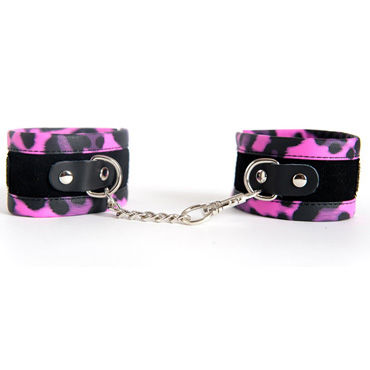 Toyfa-leather наручники, Черно-розовый леопард