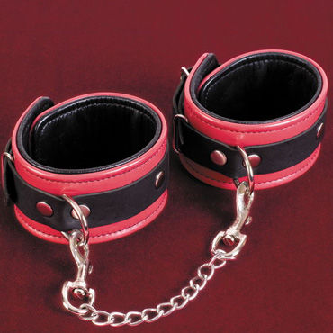 Toyfa-leather оковы, розово-черные, На ноги, кожа
