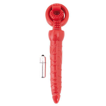 Toyfa вибронасадка, 17,5 см, красная, С анальным стимулятором, гибкая