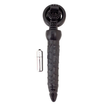 Toyfa вибронасадка, 17,5 см, черная, С анальным стимулятором, гибкая