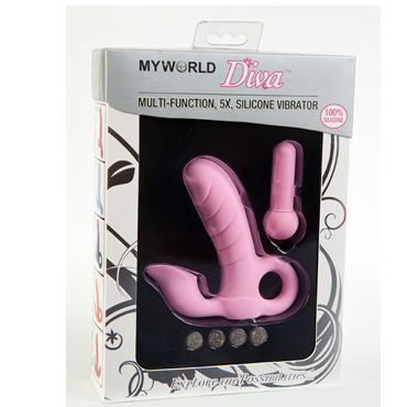 MyWorld вибратор, 11 см, розовый, 5 режимов вибрации, со стимуляцией клитора