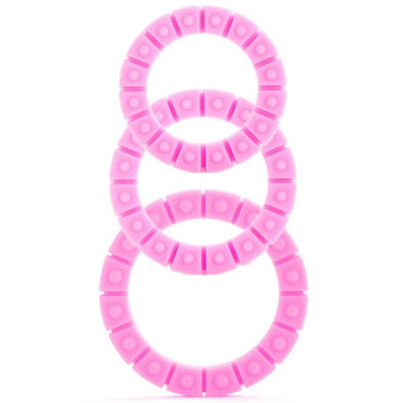 Shots Toys Silicone Love Wheel, розовый, Набор эрекционных колец, 3 шт