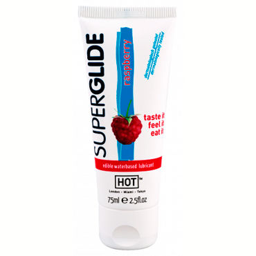 Hot Super Glide Raspberry, 75 мл, Съедобная смазка со вкусом малины