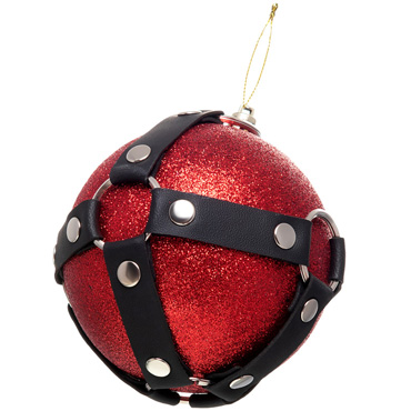 Pecado Новогодний шар с клепками 10 см, красный, С покрытием из блесток