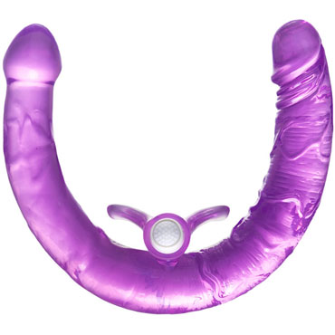 Toyfa Double Dildo with Vibro Bullet, фиолетовый, Фаллоимитатор двусторонний с вибропулей