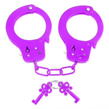 Pipedream Neon Fun Cuffs, фиолетовые, Наручники неоновые металлические с ключиками и другие товары Pipedream с фото
