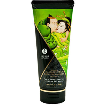 Shunga Kissable Massage Cream Pear & Exotic Green Tea, 200 мл, Съедобный массажный крем с ароматом груши и зеленого чая