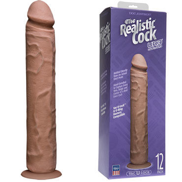 Doc Johnson Vac-U-Lock The Realistic Cock Without Balls 30 см, коричневый - фото, отзывы