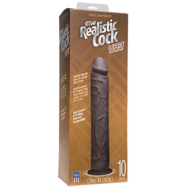 Doc Johnson Vac-U-Lock The Realistic Cock Without Balls 25 см, черный - Реалистичный фаллоимитатор-насадка к трусикам - купить в секс шопе