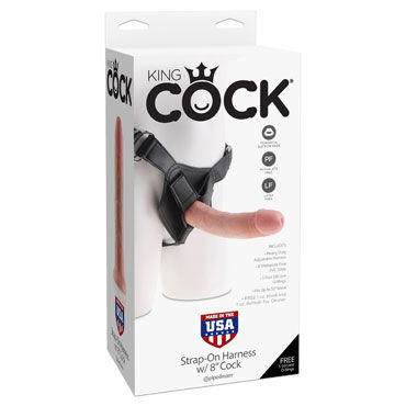 Pipedream King Cock Strap-on Harness Cock 20 см, телесный, Страпон со съемной насадкой