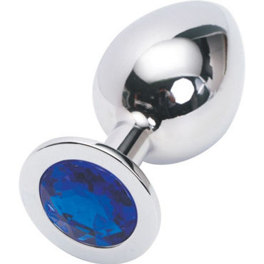 4sexdreaM Пробка металлическая, серебристая, Средняя с синим кристаллом
