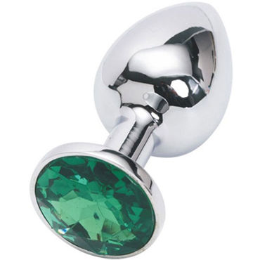 4sexdreaM Пробка металлическая, серебристая, С зеленым кристаллом