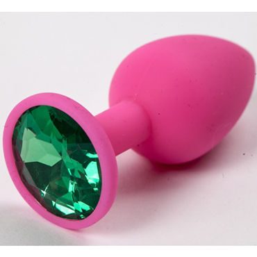 4sexdreaM Пробка силиконовая, розовая, С зеленым кристаллом
