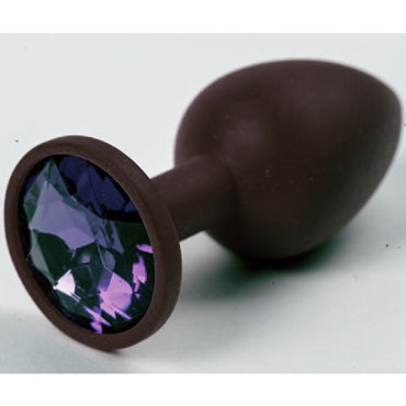4sexdreaM Пробка силиконовая, черная, С фиолетовым кристаллом