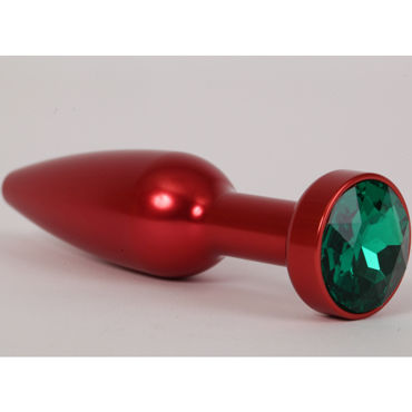 4sexdreaM Пробка металлическая, красная, С зеленым кристаллом
