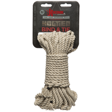 Doc Johnson Kink Bind & Tie Hemp Bondage Rope 15м, бежевая, Бондажная веревка из натурального материала