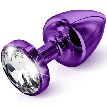 Diogol Anni Round T2, фиолетовая, Анальная пробка с кристаллом Swarovski