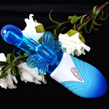 Dibe Butterfly Flying, голубой - Вибратор для стимуляции точки G и клитора - купить в секс шопе
