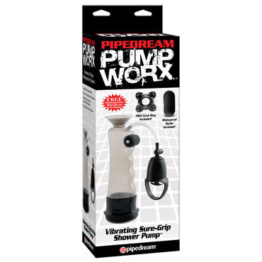 Pipedream Pump Worx Vibrating Sure-Grip Shower Pump, Вакуумная помпа с вибрацией
