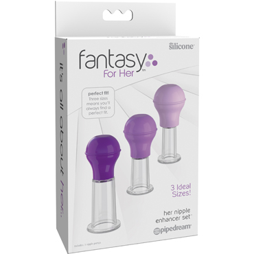 Pipedream Fantasy For Her Nipple Enhancer Set, фиолетовый, Набор вакуумных зажимов на соски