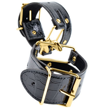 Pipedream Gold Cuffs - Стильные наручники с золотой пряжкой - купить в секс шопе