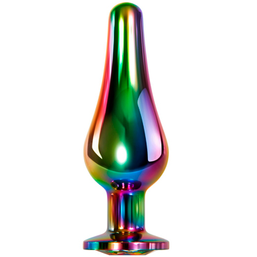 Evolved Rainbow Metal Plug Small, разноцветная, Металлическая анальная пробка с кристаллом малая