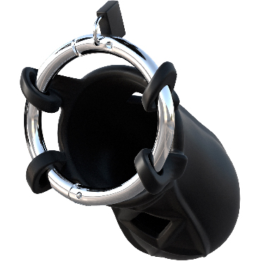 Pipedream Fantasy C-Ringz Extreme Silicone Cock Blocker, черная, Блокирующая насадка с металлическим кольцом на пенис и другие товары Pipedream с фото