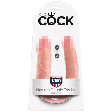 Pipedream King Cock U-Shaped Medium Double Trouble, телесный Pipedream King Cock U-Shaped Medium Double Trouble, телесный