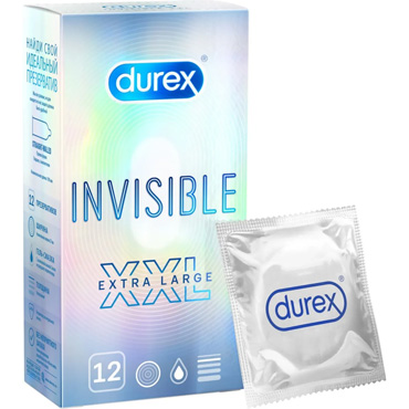 Durex Invisible XXL, 12 шт, Презервативы ультратонкие увеличенные
