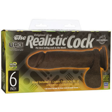 Doc Johnson Realistic Cock 15 см, коричневый - Реалистичный фаллоимитатор на присоске - купить в секс шопе