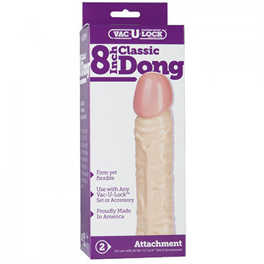 Doc Johnson Vac-U-Lock Classic Dong, 19.5 см - Насадка-фаллоимитатор к трусикам - купить в секс шопе