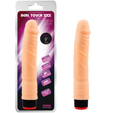 Chisa Real Touch XXX 9” Vibe Cock, телесный, Вибратор реалистик с крупной головкой