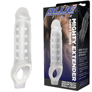 BlueLine Mighty Extender Adds 3 Inches, прозрачная, Удлиняющая насадка на пенис