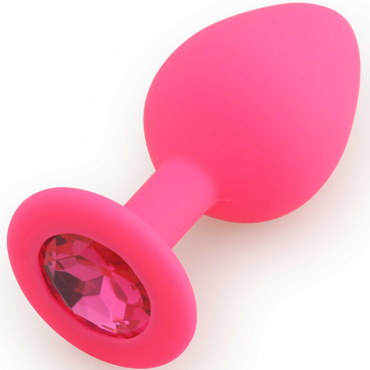 Play Secrets Silicone Butt Plug Medium, розовый/ярко-розовый, Средняя анальная пробка, из силикона с кристаллом