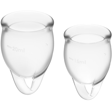 Satisfyer Feel Confident Menstrual Cup, прозрачный, Набор менструальных чаш, 15 и 20 мл