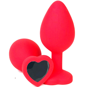 Vandersex Анальная пробка из силикона M, красный/черный, С ярким кристаллом в форме сердца