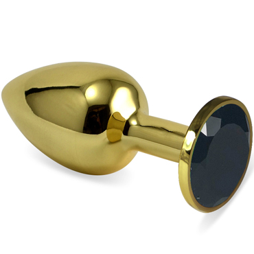 Vandersex Анальная пробка из металла S, золотой/черный, С ярким кристаллом круглой формы