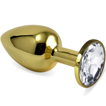 Vandersex Анальная пробка из металла L, золотой/прозрачный, С ярким кристаллом круглой формы