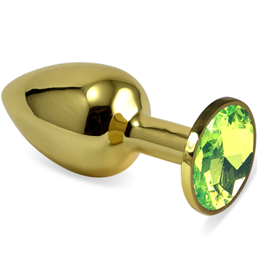 Vandersex Анальная пробка из металла L, золотой/светло-зеленый, С ярким кристаллом круглой формы
