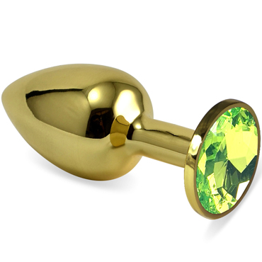 Vandersex Анальная пробка из металла M, золотой/светло-зеленый, С ярким кристаллом круглой формы