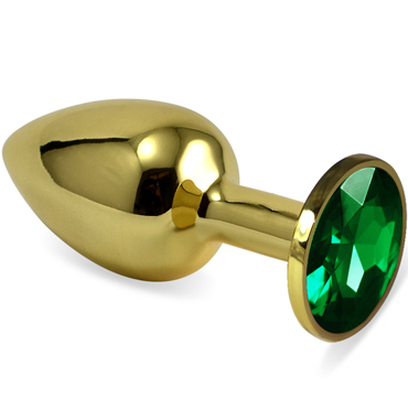Vandersex Анальная пробка из металла S, золотой/зеленый, С ярким кристаллом круглой формы