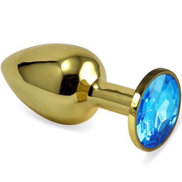 Vandersex Анальная пробка из металла S, золотой/голубой, С ярким кристаллом круглой формы