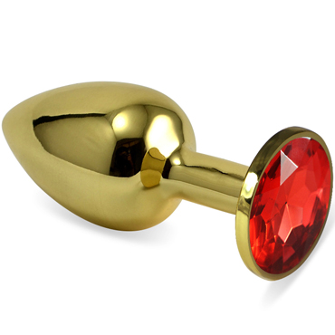 Vandersex Анальная пробка из металла L, золотой/красный, С ярким кристаллом круглой формы